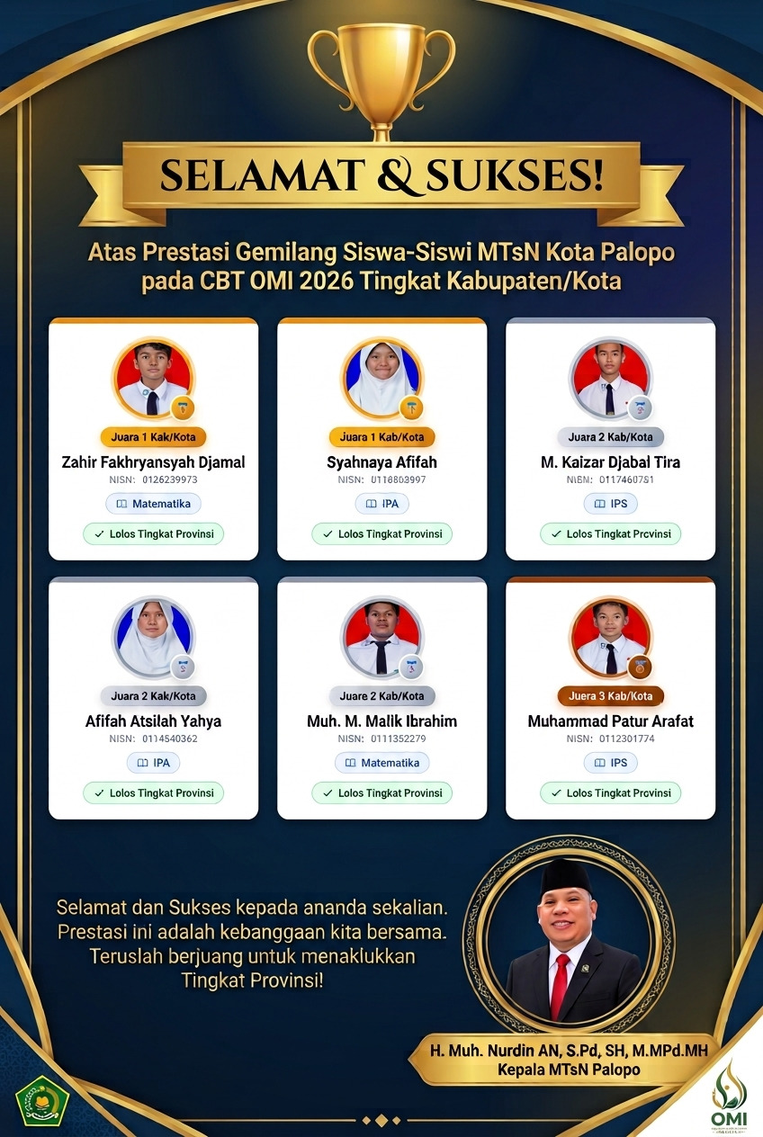 MTSN Kota Palopo Menyisahkan 3 Medali Buat Yang Lain, Di Ajang Olimpiade Madrasah 2026